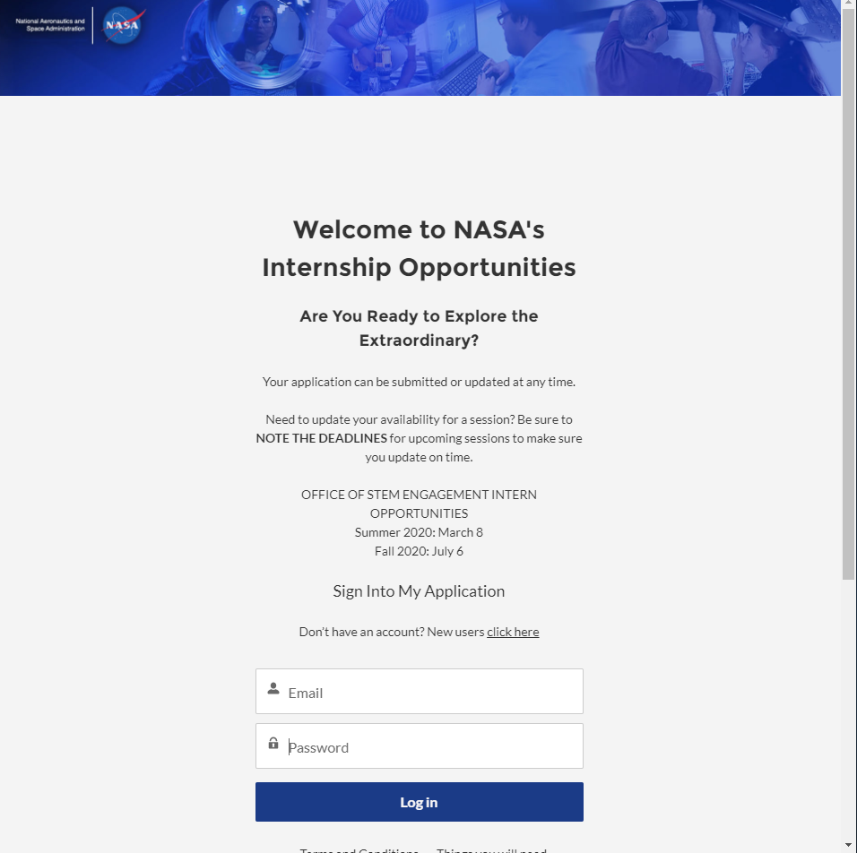 NASA Internship Homepage